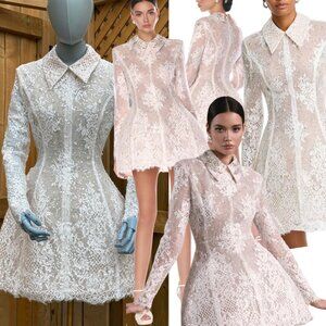 🆕 BRONX & BANCO 🧿 NWOT Adelaide White Lace Bridal Mini Dress, Sz XS US 2